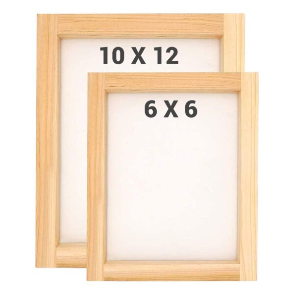 10X12 + 6X6 inch Screen Printing Frame with Pre-Stretched Mesh (Combo Set)